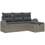 vidaXL 4-delni vrtni kavč s blazinami siva poli ratan, (22094022) | Shoptok.si