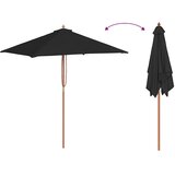  Vrtni suncobran s drvenim stupom 150 x 200 cm crni | shoptok.hr