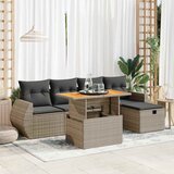 vidaXL 6-dijelni set vrtnih sofa poliratan i bagrem s jastucima sivi Cijene