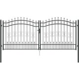 vidaXL Vrat z konico s ključavnico Siva 305 x 125 cm Jeklo | Shoptok.si