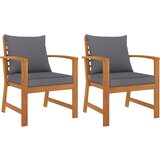 The Living Store Vrtni stoli 2 kosa s temno sivo blazino trden akacijev les - Vrtni Stol, (21473944) | Shoptok.si