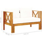 vidaXL Vrtna klupa za 2 osobe s jastucima 122cm masivno bagremovo drvo | shoptok.hr