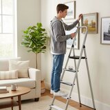 ModernHome aluminijske jednostrane ljestve s 5 stepenica – sklopive, s platformom, nosivost 150 kg | shoptok.hr