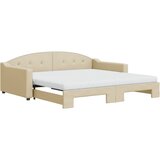  The Living Store Izvlečna dnevna postelja z vzmetnico krem 100x200 cm blago - Izvlečna Dnevna Postelja, (21450059) | Shoptok.si
