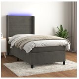  Box spring postelja z vzmetnico LED temno siva 100x200 cm žamet | Shoptok.si