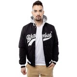 Glano Men's Quilted Bomber Jacket with Hood - Black Cene