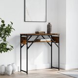 vidaXL Konzolna mizica s polico dimljeni hrast 75x30x75 cm inž. les | Shoptok.si