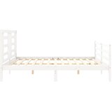  Okvir za krevet s uzglavljem bijeli 200x200 cm od masivnog drva | shoptok.hr