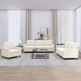  3-dijelni set sofa s jastucima krem baršunasti Cijene