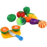  Set povrća u košarici za igru s čičkom + podloga za rezanje i nož | shoptok.hr