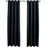  Zavjese za zamračivanje s prstenima 2 kom crne 140 x 175 cm | Shoptok.si