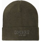 Ombre Men's knitted beanie cap with embroidered inscription - olive | shoptok.hr