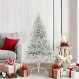 vidaXL Umjetna preddekorirana božićna jelka srebrna 150 cm PET | Shoptok.si