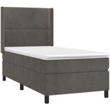 Box spring krevet s madracem tamnosivi 90x190 cm baršunasti | shoptok.hr