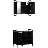  Set ormarića za kupaonicu 2 kom. Crni hrast 65 5 x 34 x 61 cm - Crni hrast Ormar s umivaonikom (1 vrata i 1 polica) + viseći orm | shoptok.hr