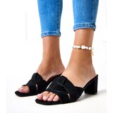  Black classic eco-suede block heel mules Risana | Shoptok.si