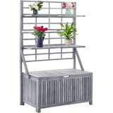  Kutija za pohranu s rešetkom siva 99x55x160 cm od drva bagrema | shoptok.hr