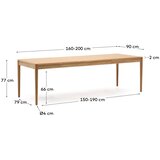 Kave Home Proširiv blagovaonski stol s dodatnom pločom u dekoru hrasta 90x160 cm Lenon – | shoptok.hr