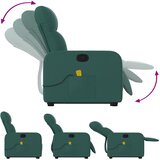 Masažni naslonjač na podizanje od tkanine tamnozeleni | shoptok.hr