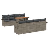 vidaXL 9-dijelna garnitura za vrt s jastučićima Siva Poli Ratan Acacia | shoptok.hr