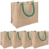  Torbe od jute 5 Prirodna i zelena 26 x 22 x 14 cm 100% Jut Slike