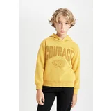 Defacto Boy Oversize Fit Printed Hooded Thick Sweatshirt