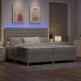  LED Box Spring Krevet Sivo-smeđa 200 x 200 cm tkanina | shoptok.hr