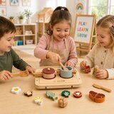 Ginger Home Drveni kuhinjski set s pločom za kuhanje, posuđem i hranom za rezanje | shoptok.hr
