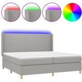  Krevet box spring s madracem LED svjetlosivi 200x200 cm tkanina | shoptok.hr