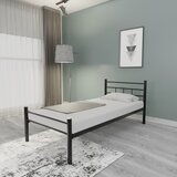 Hanah home Črna kovinska zakonska postelja z letvenim dnom 120x200 cm K70 – Cene