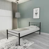 HANAH HOME Črna kovinska zakonska postelja z letvenim dnom 120x200 cm K70 –