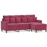  Trosjed s tabureom crvena boja vina 180 cm baršunasti | shoptok.hr