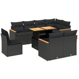  The Living Store Vrtna sedežna garnitura 9-delna z blazinami črn poli ratan - Vrtna Sedežna Garniture, (21447007) | Shoptok.si