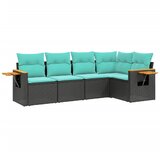  5-dijelni set vrtnih sofa od poliratana s jastucima crni | shoptok.hr