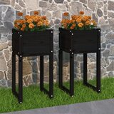 Maison Chic Visoka greda - Greda - Cvetlični Lonec 2 kosa črna 40x40x81 cm trdna borovina, (21789038) | Shoptok.si