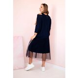 Kesi Włoski Pleated dress with an openwork sweater navy blue | Shoptok.si