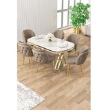 Hanah home Set trpezarijskog stola i stolica (7 delova) Zae White Marble Gold Cappuccino | Eponuda.com