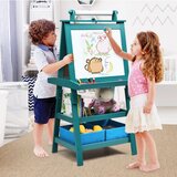  Dječje postolje, dječja tabla, dvostrana bijela tabla, dim. 59 x 50 x 117 cm - plava | shoptok.hr