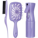 INF Komplet krtač za lase s 3 kosi: krtača za razvozlavanje, krtača z blazino in razpršilka Purple, (21755987) | Shoptok.si