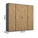 Rauch Möbel OMARA S KLASIČNIMI VRATI, siva, hrast artisan | Shoptok.si