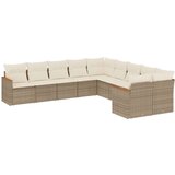  10-dijelni set vrtnih sofa s jastucima bež od poliratana | shoptok.hr