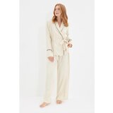 Trendyol Beige Piping Detailed Viscose Woven Pajamas Set Cijene