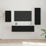 vidaXL Set TV kabineta s policom s pohranom s vratima 4 pcs Crni hrast 30.5 x 30 x 90 cm | shoptok.hr