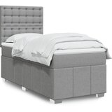 vidaXL Box spring postelja z vzmetnico svetlo siv 100x200 cm blago | Shoptok.si