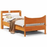 Maison Chic Posteljni okvir - Enojna postelja - Postelja za odrasle z vzglavjem voščeno rjava 90x200 cm borovina, (21695394) | Shoptok.si
