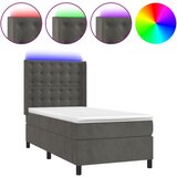vidaXL Box spring postelja z vzmetnico LED temno siva 90x200 cm žamet, (20789309) Cene