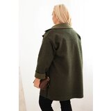 Kesi Włoski Plus Size women's coat with wool and pockets shearling khaki | shoptok.hr