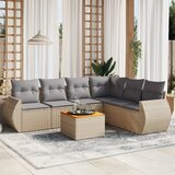 Maison Chic Seti vrtnega pohištva - Vrtna garnitura - Vrtni pohištvo set 7-delna z blazinami bež poli ratan, (21806851) | Shoptok.si