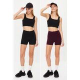 Trendyol Black-Purple 2 Pack Collecting Sports Shorts Tights Cene
