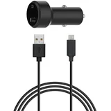 Auto punjač 2.4A s 1x USB - A portom i USB - Micro kabelom - Crna